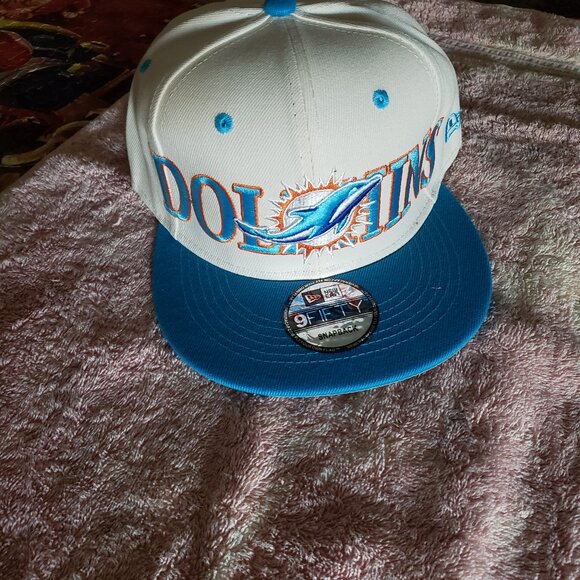 MIAMI DOLPHINS SNAPBACK HAT CAP LID WHITE 9FIFTY ERA - Picture 1 of 3